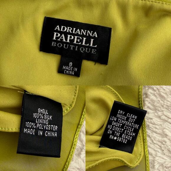 Adrianna Papell silk corset dress maxi gown long prom formal evening chartreuse - Picture 4 of 17